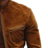 Men's Classic Slim Stand Collar Zip Suede Jacket 96774951F sold by Manly