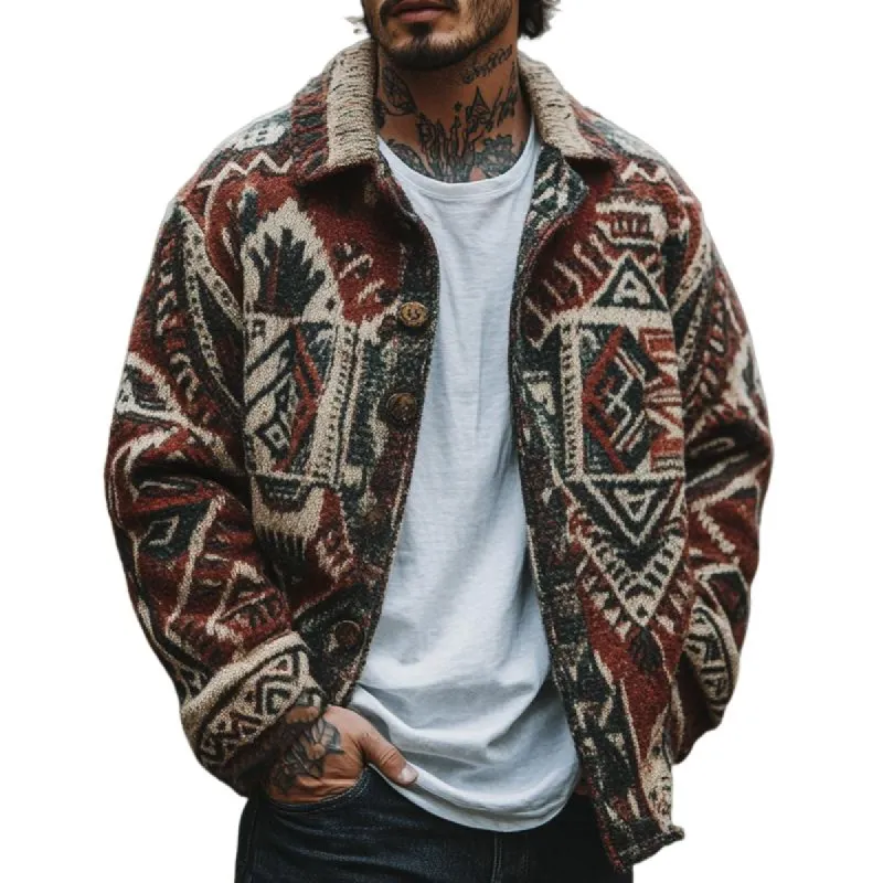 Men's Vintage Print Lapel Jacket 44698420U sold by Manly