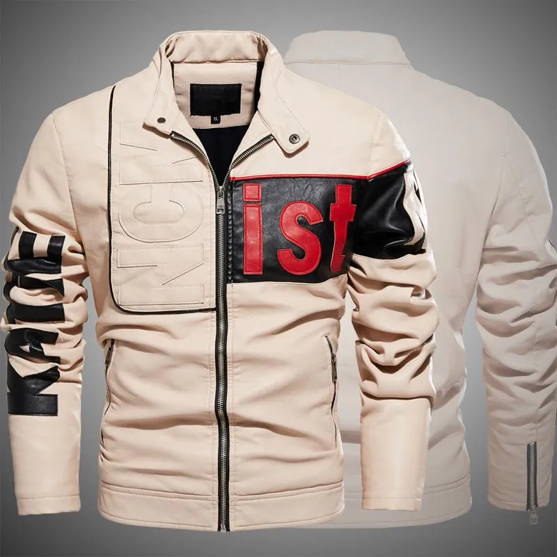 Men's Color Block Plus Velvet PU Motorcycle Leather Jacket 38422182U sold by Manly product image thumbnail 5
