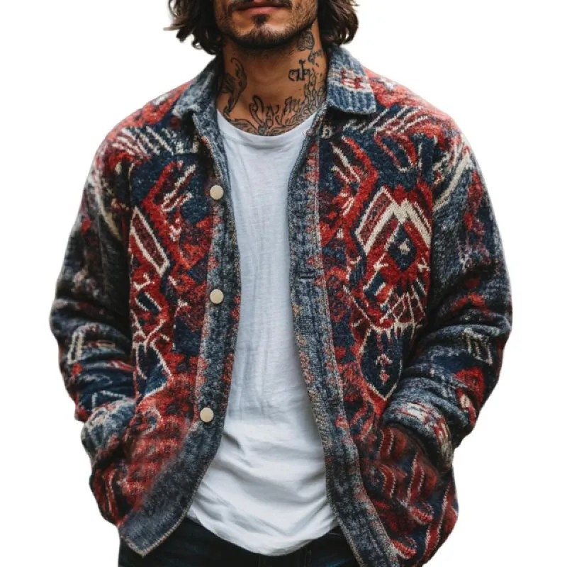 Men's Vintage Printed Button Down Jacket 79702087U sold by Manly