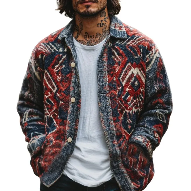 Men's Vintage Printed Button Down Jacket 79702087U sold by Manly