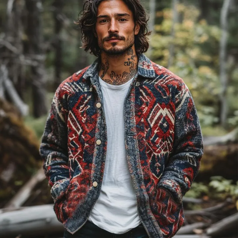 Men's Vintage Printed Button Down Jacket 79702087U sold by Manly product image thumbnail 3