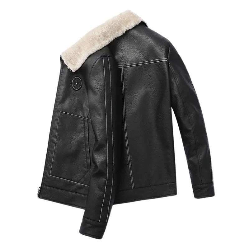 Men's Classic Lapel Lambswool Composite Leather Jacket 82392592F sold by Manly product image thumbnail 5