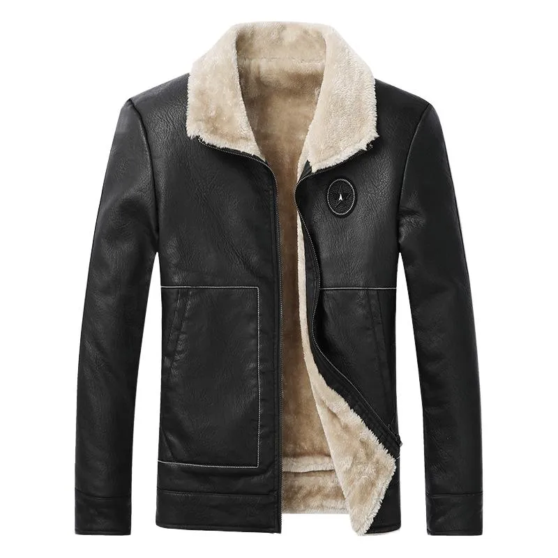 Men's Classic Lapel Lambswool Composite Leather Jacket 82392592F sold by Manly product image thumbnail 2