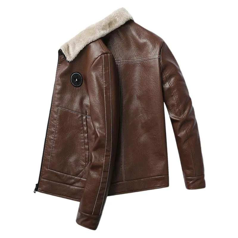 Men's Classic Lapel Lambswool Composite Leather Jacket 82392592F sold by Manly product image thumbnail 4