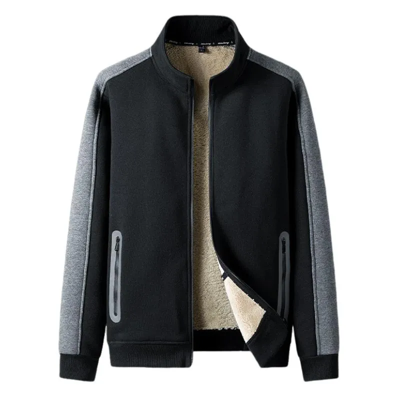 Men's Casual Stand Collar Lambskin Warm Jacket 07471521F sold by Manly