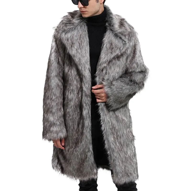Men's Classic Mid-length Faux Fur Coat with Tailored Collar 85200821F sold by Manly product image thumbnail 4