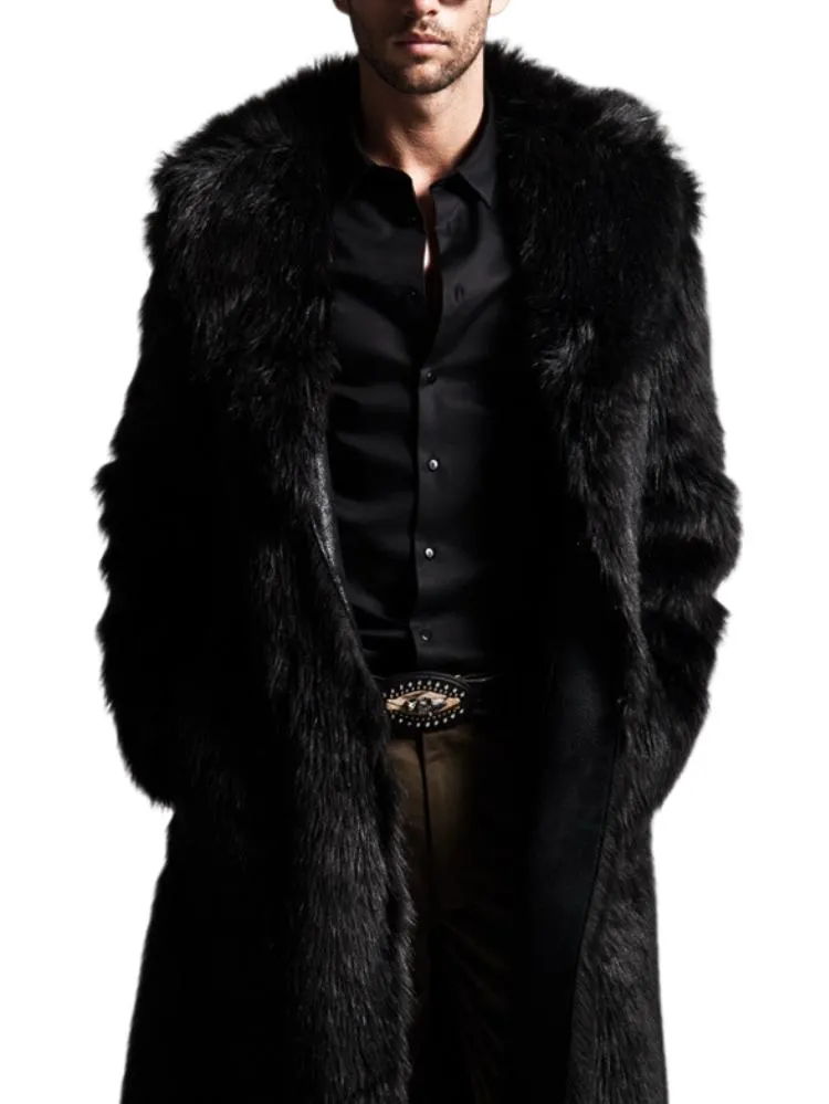 Men's Classic Mid-length Faux Fur Coat with Tailored Collar 85200821F sold by Manly product image thumbnail 3