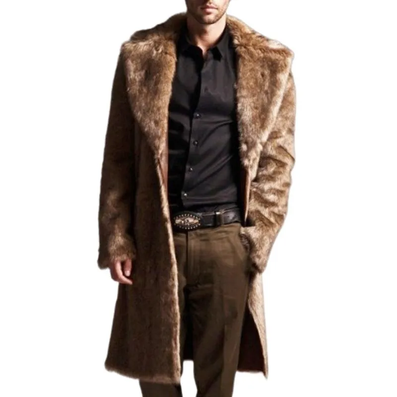 Men's Classic Mid-length Faux Fur Coat with Tailored Collar 85200821F sold by Manly product image thumbnail 2
