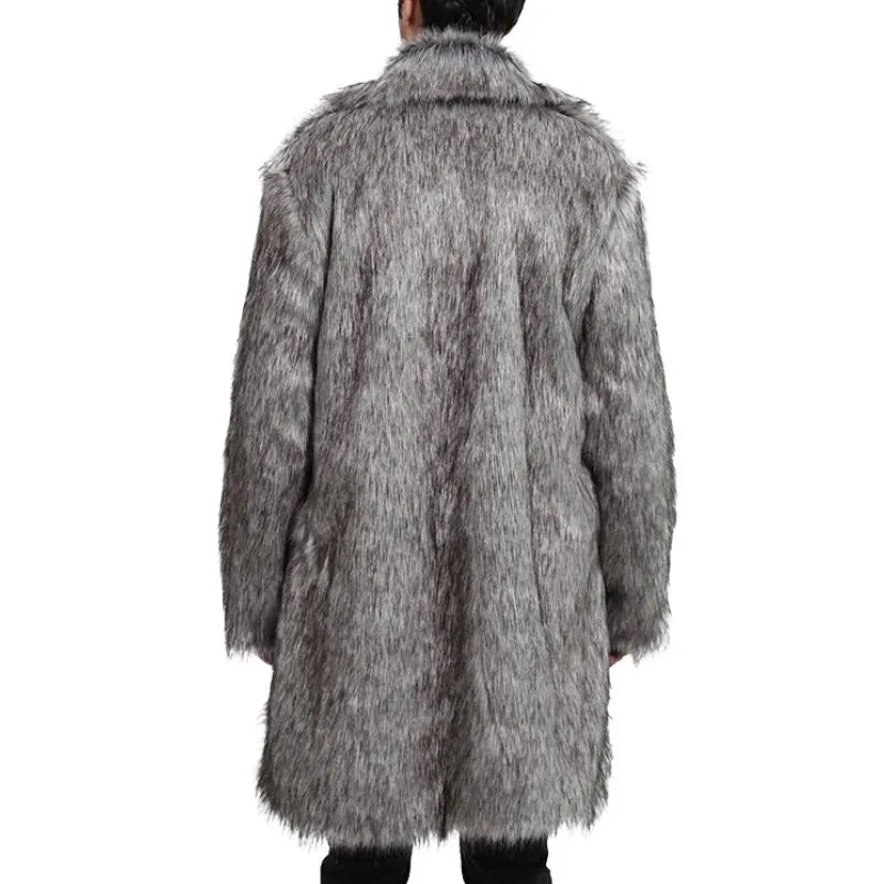 Men's Classic Mid-length Faux Fur Coat with Tailored Collar 85200821F sold by Manly product image thumbnail 5