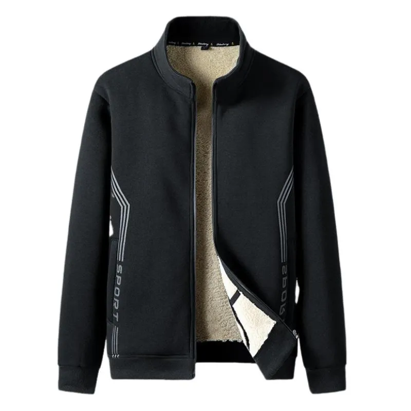 Men's Outdoor Leisure Stand Collar Lambskin Warm Jacket 00929270F sold by Manly