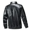 Men's Classic Casual Lapel Leather Jacket 19775422F sold by Manly
