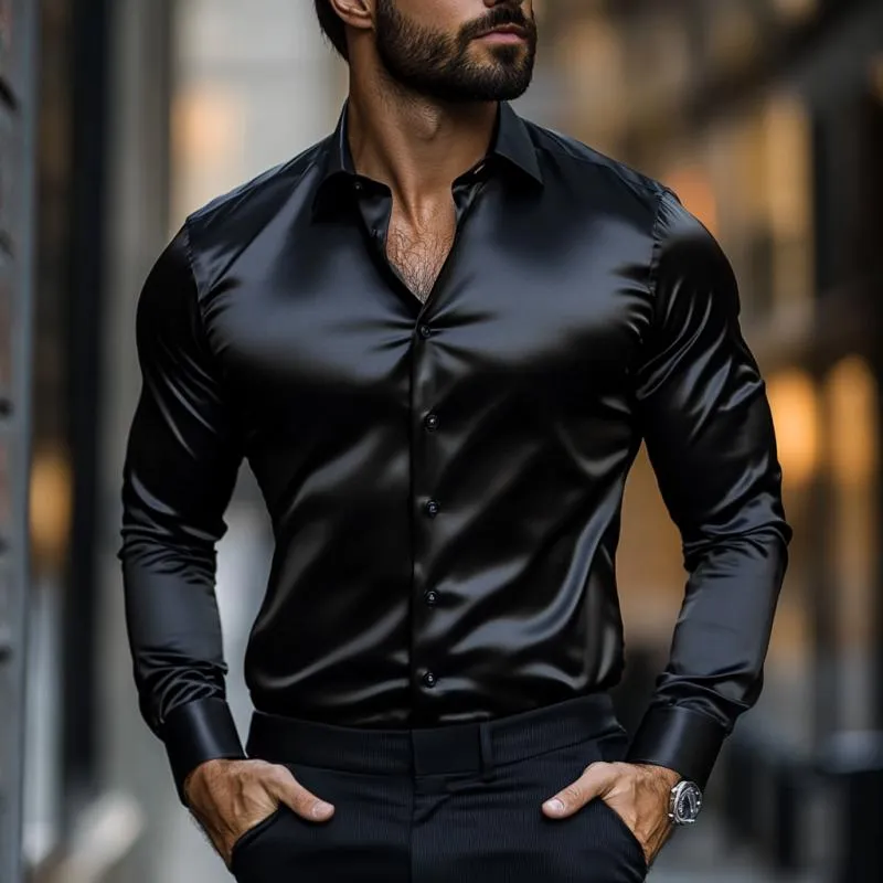 Men's Vintage Classic Slim Fit Satin Long Sleeve Shirt 47537068K sold by Manly product image thumbnail 3