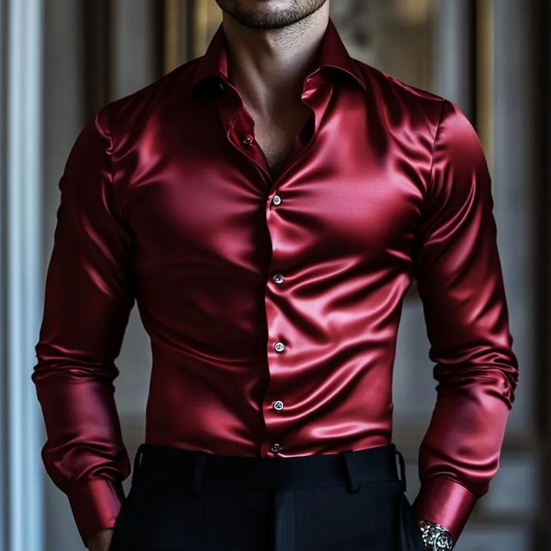 Men's Vintage Classic Slim Fit Satin Long Sleeve Shirt 47537068K sold by Manly product image thumbnail 2