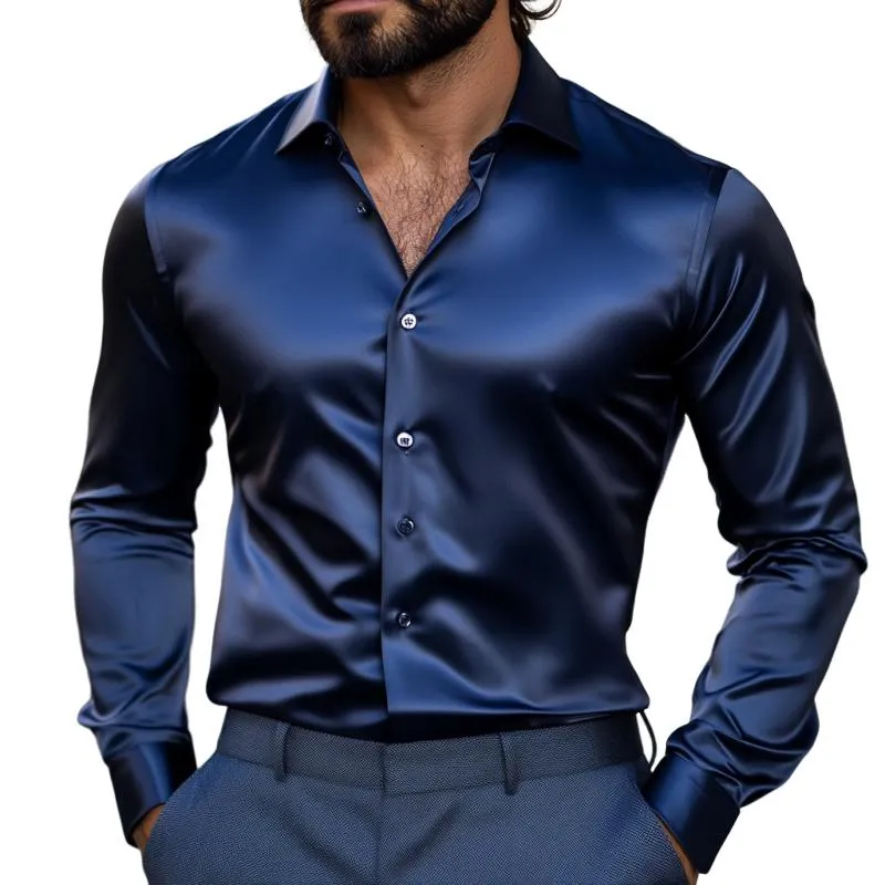 Men's Vintage Classic Slim Fit Satin Long Sleeve Shirt 47537068K sold by Manly
