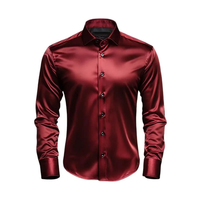 Men's Vintage Classic Slim Fit Satin Long Sleeve Shirt 47537068K sold by Manly product image thumbnail 4