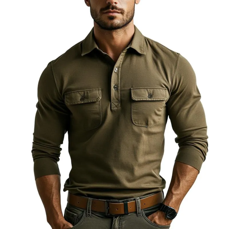 Men's Classic Casual Slim Fit Long Sleeve POLO Shirt 20208071K sold by Manly