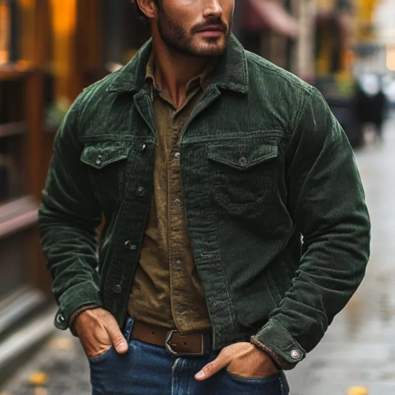Men's Classic Casual Multi-Pocket Lapel Corduroy Jacket 69458694K sold by Manly product image thumbnail 2