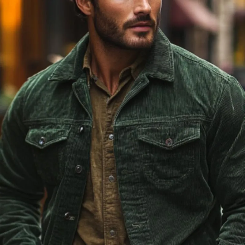 Men's Classic Casual Multi-Pocket Lapel Corduroy Jacket 69458694K sold by Manly product image thumbnail 3