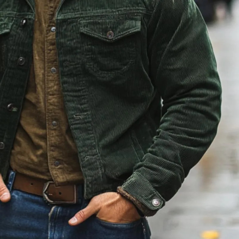 Men's Classic Casual Multi-Pocket Lapel Corduroy Jacket 69458694K sold by Manly product image thumbnail 4