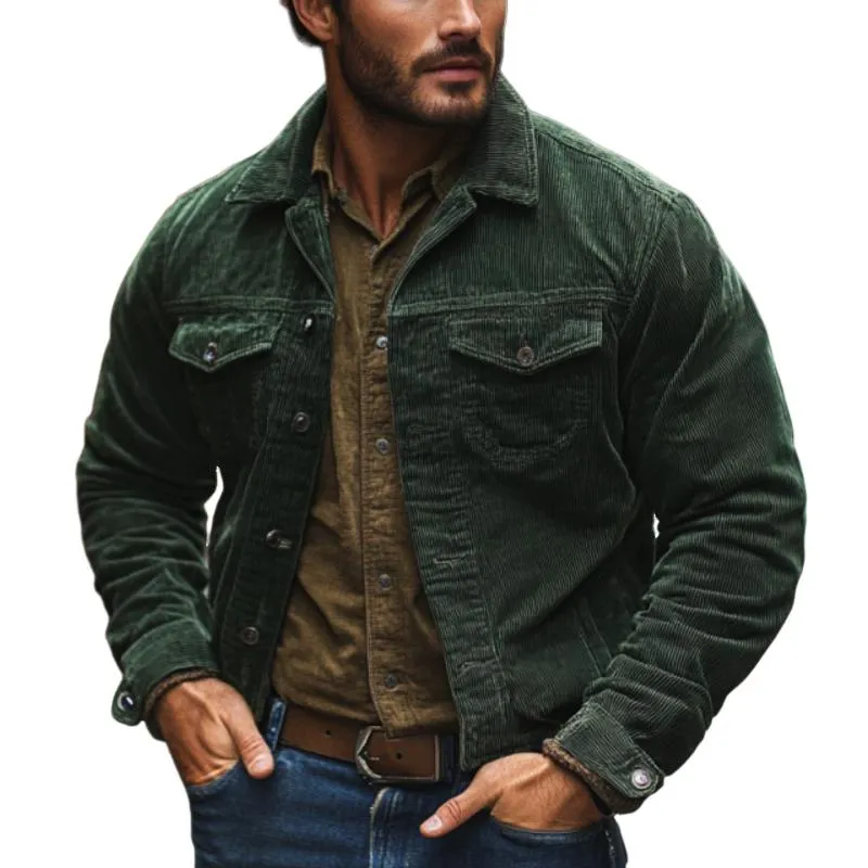Men's Classic Casual Multi-Pocket Lapel Corduroy Jacket 69458694K sold by Manly