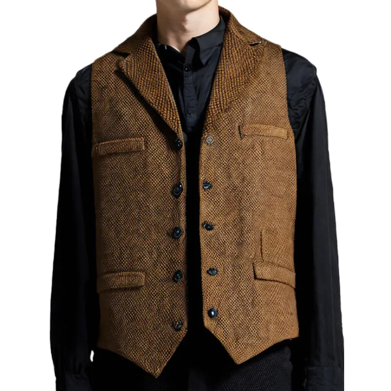 Men's Vintage Tweed Single Breasted Lapel Vest 73903470X sold by Manly