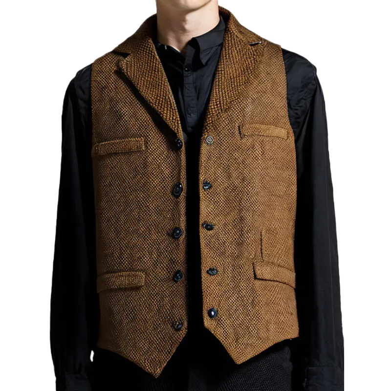 Men's Vintage Tweed Single Breasted Lapel Vest 73903470X sold by Manly