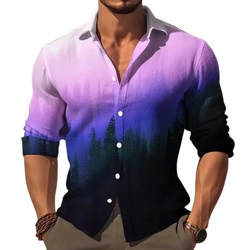 Men's Gradient Long Sleeve Lapel Shirt 82108433X sold by Manly product image thumbnail 2
