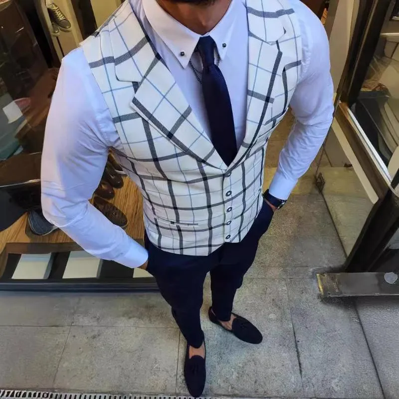 Men's Casual Retro Check Print Blazer Vest 97658895TO sold by Manly product image thumbnail 3