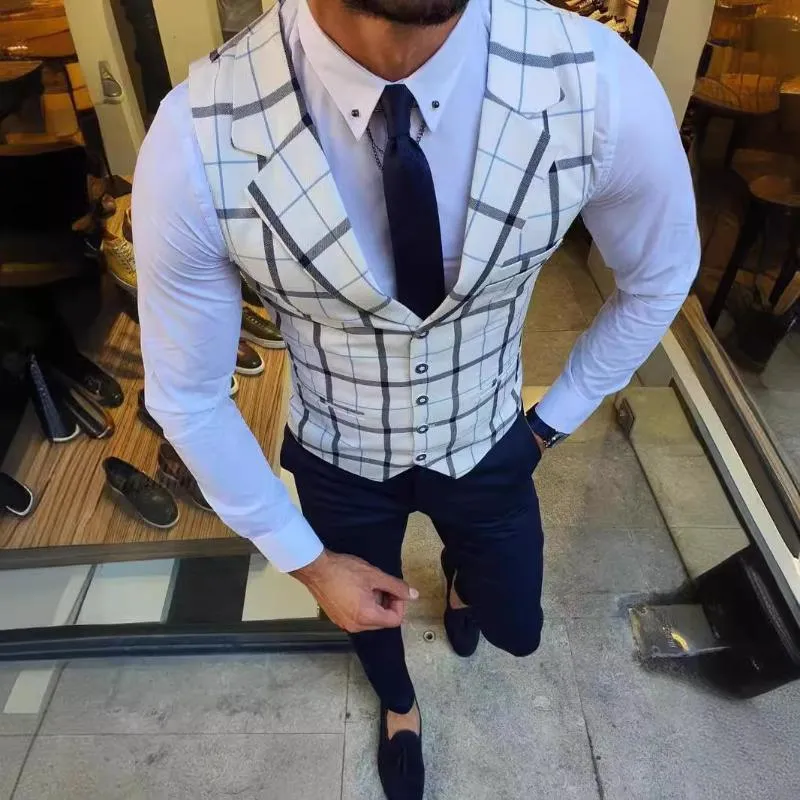 Men's Casual Retro Check Print Blazer Vest 97658895TO sold by Manly product image thumbnail 4