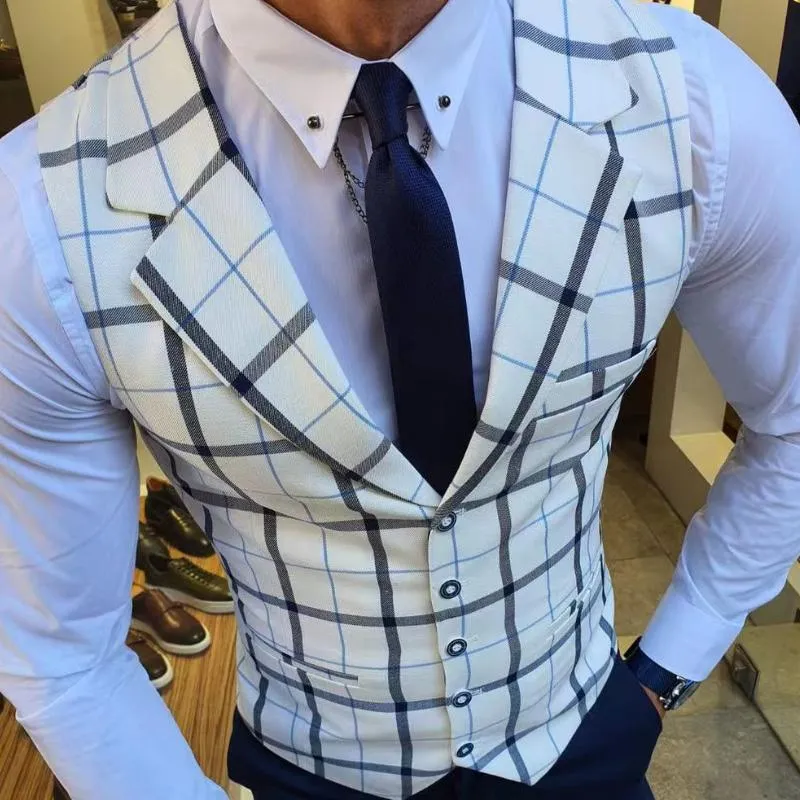 Men's Casual Retro Check Print Blazer Vest 97658895TO sold by Manly product image thumbnail 2