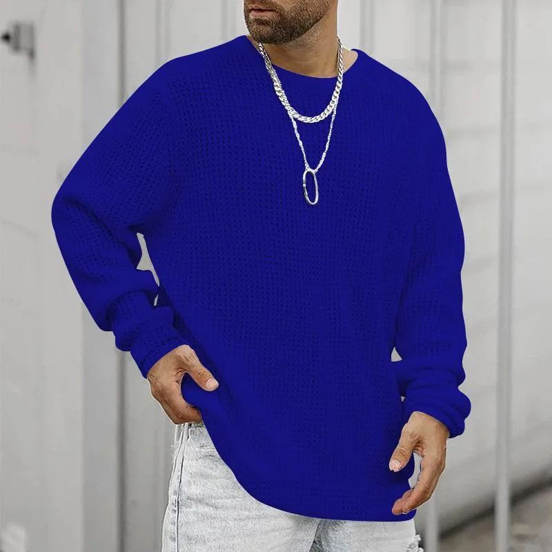 Men's Casual Solid Color Waffle Pullover Long Sleeve Sweatshirt 80804944TO sold by Manly product image thumbnail 3