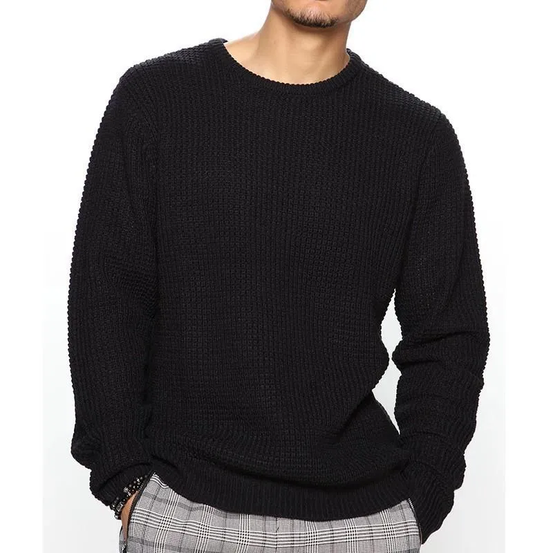 Men's Casual Solid Color Waffle Pullover Long Sleeve Sweatshirt 80804944TO sold by Manly product image thumbnail 5