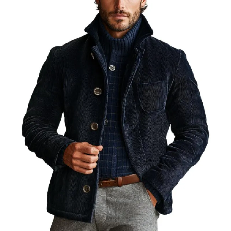Men's Retro Corduroy Single-Breasted Short Jacket 43549126Y sold by Manly