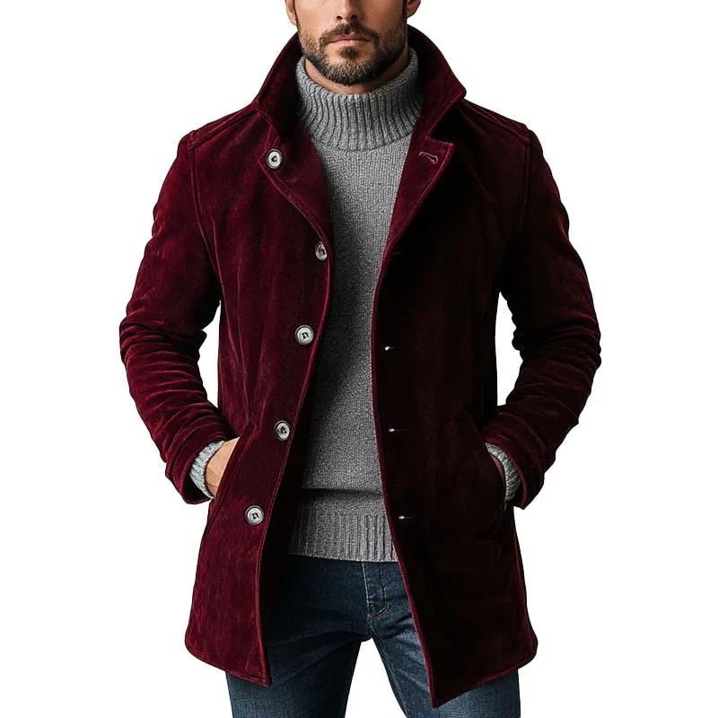Men's Vintage Suede Single Breasted Mid-Length Coat 46118477Y sold by Manly