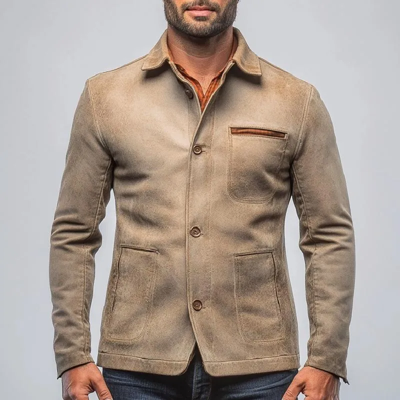 Men's Vintage Lapel Leather Jacket 27014583F sold by Manly product image thumbnail 2