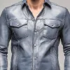Men's Classic Lapel Multi-pocket Popular Leather Jacket 23682370F sold by Manly