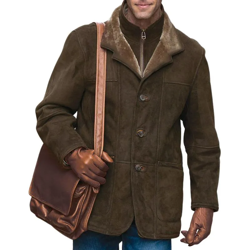 Men's Classic Lapel Suede Insulated Jacket 59784243F sold by Manly product image thumbnail 2