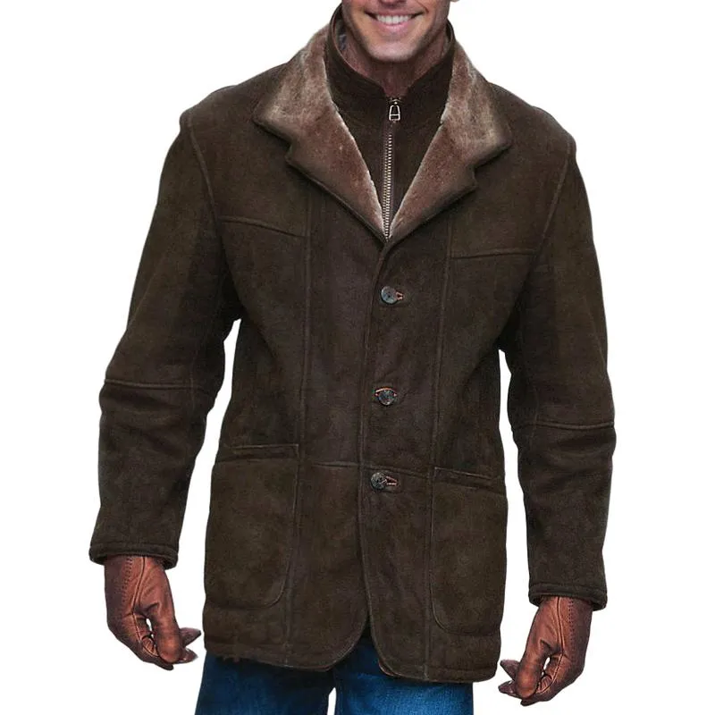 Men's Classic Lapel Suede Insulated Jacket 59784243F sold by Manly