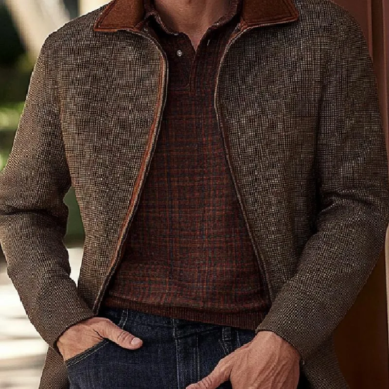 Men's Classic Lapel Zip-up Woolen Jacket 40821918F sold by Manly product image thumbnail 3
