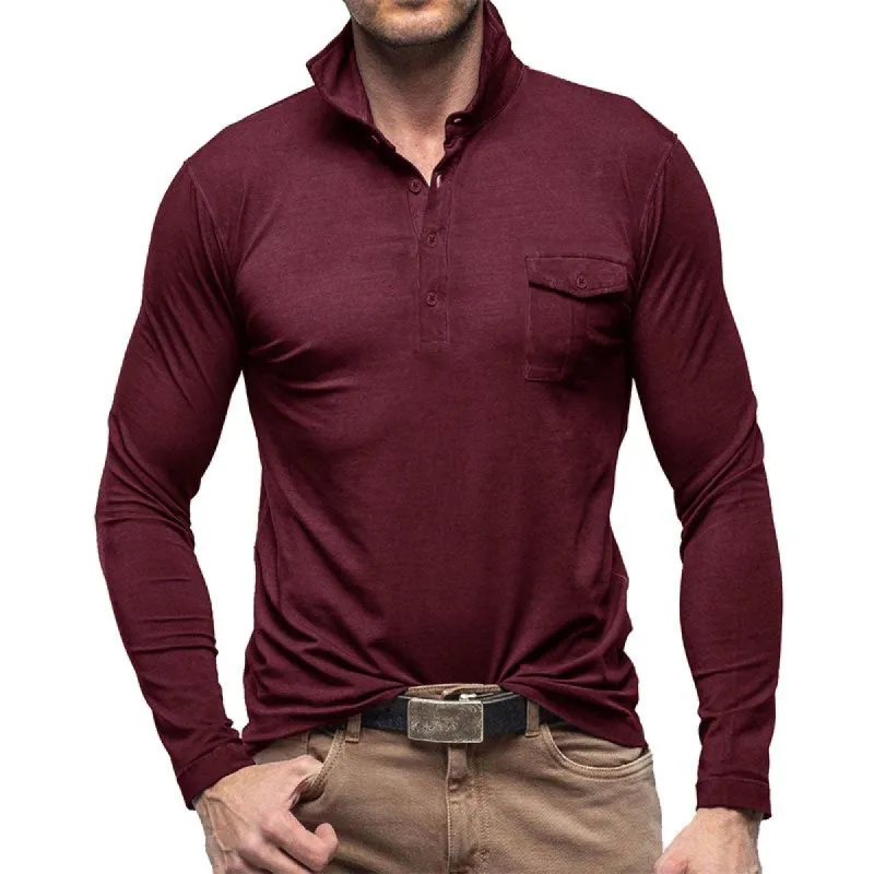 Men's Classic Casual Solid Color Long-sleeved Polo Shirt 93437706K sold by Manly