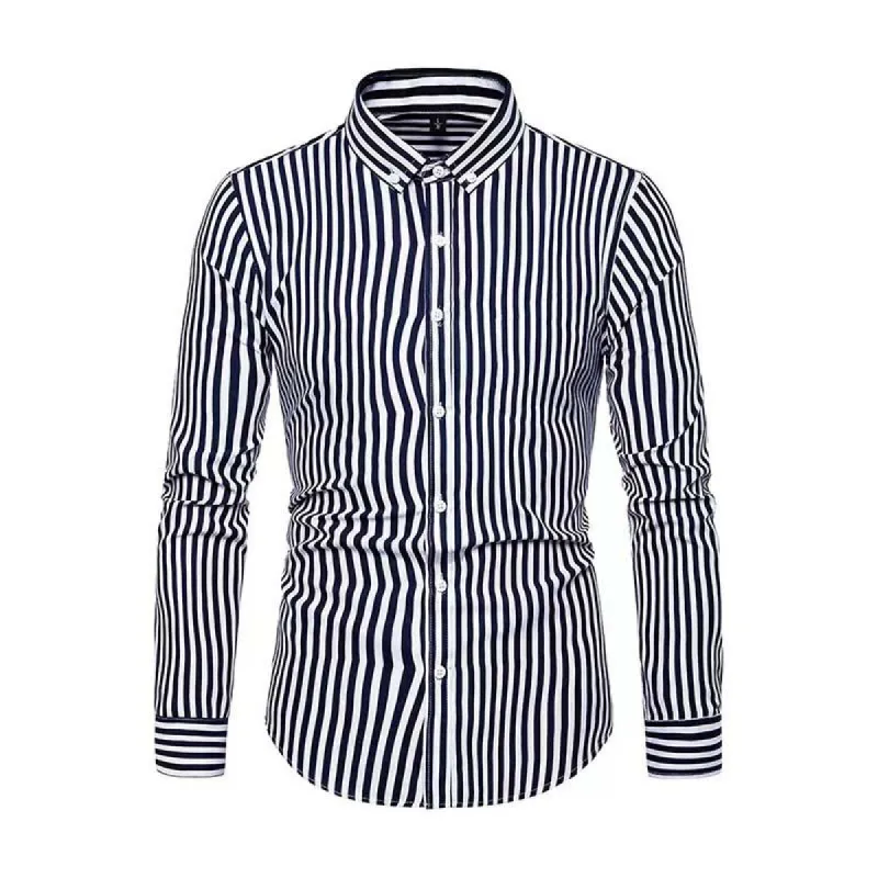 Men's Classic Casual Striped Long Sleeve Shirt 24828740K sold by Manly