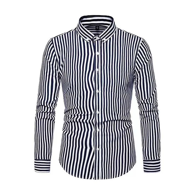 Men's Classic Casual Striped Long Sleeve Shirt 24828740K sold by Manly