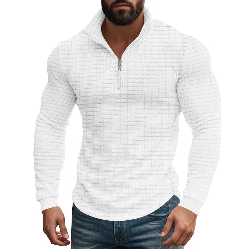 Men's Half-zip Small Square Stand Collar Long Sleeve T-shirt 08353588Z sold by Manly product image thumbnail 2