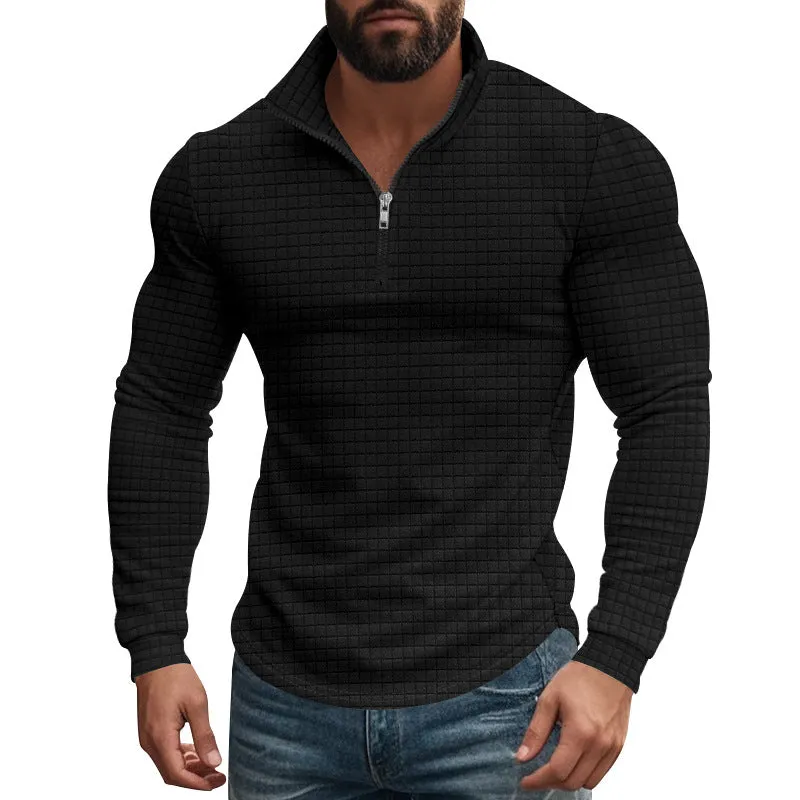 Men's Half-zip Small Square Stand Collar Long Sleeve T-shirt 08353588Z sold by Manly product image thumbnail 3