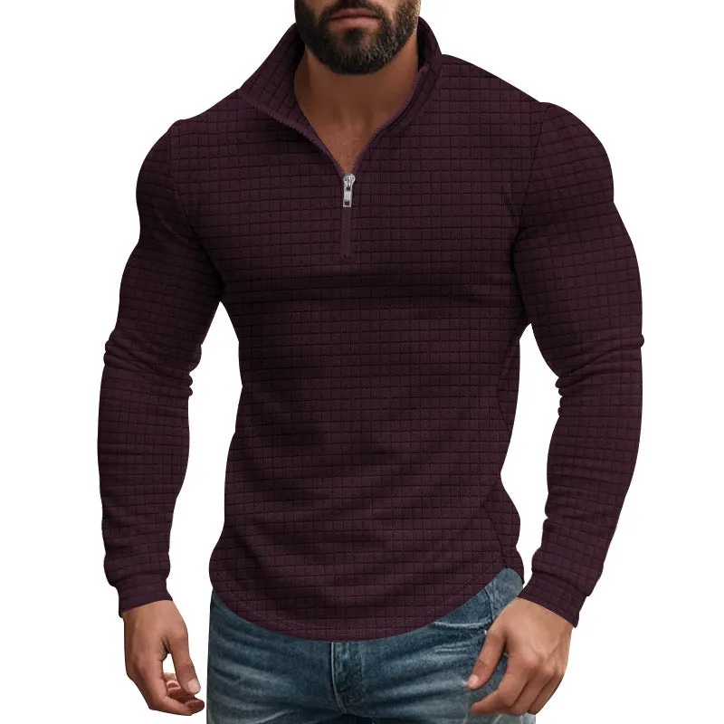 Men's Half-zip Small Square Stand Collar Long Sleeve T-shirt 08353588Z sold by Manly product image thumbnail 5