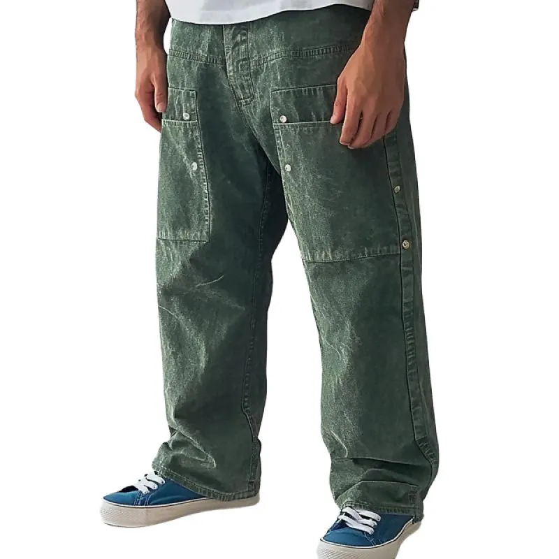 Men's Distressed Acid Wash Studded Loose Straight Jeans 22945875Z sold by Manly