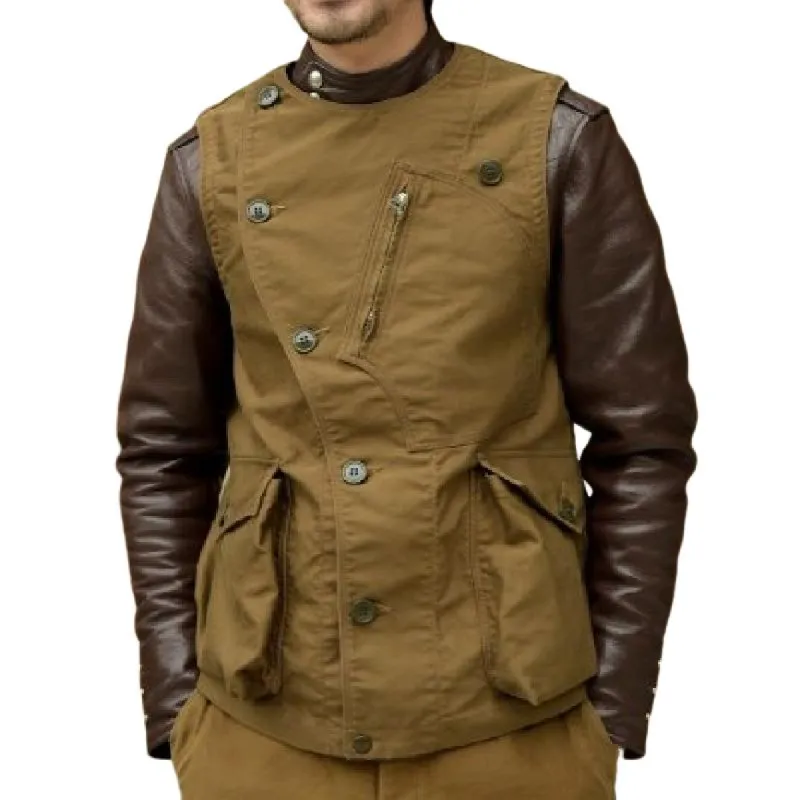 Men's Casual Canvas Round Neck Fashionable Vest 91908181F sold by Manly