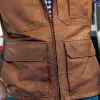 Men's Classic Stand Collar Multi-Pocket Leather Vest 35700902F sold by Manly