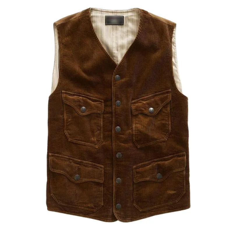 Men's Vintage Corduroy Multi-Pocket Vest 07584998F sold by Manly